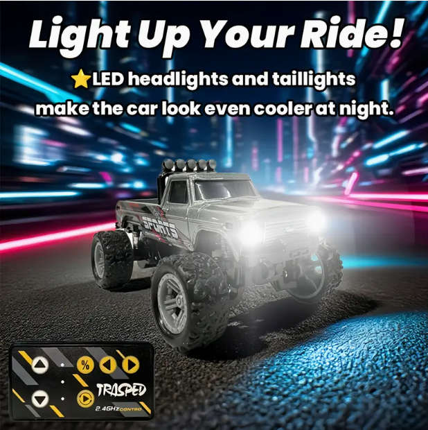 Remote Control 1:64 Scale Off-Road Truck with App & RC Controller - USB Rechargeable, Triple-Speed