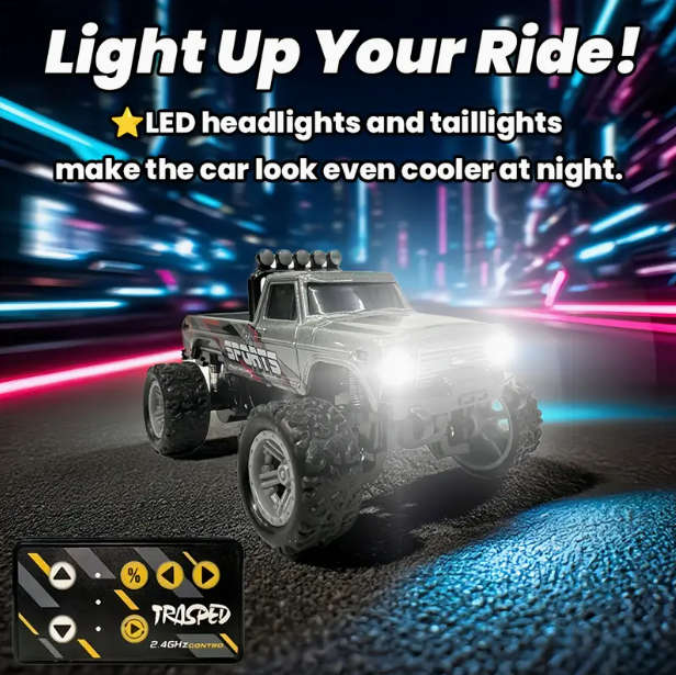 Remote Control 1:64 Scale Off-Road Truck with App & RC Controller - USB Rechargeable, Triple-Speed
