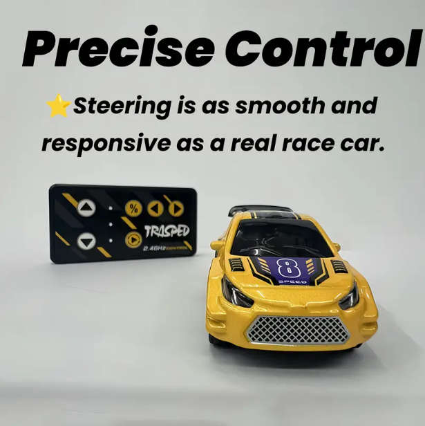 RC 1:64 Scale Alloy RC Car with LED Lights & USB Charging - 2.4GHz Wireless, Realistic Motion