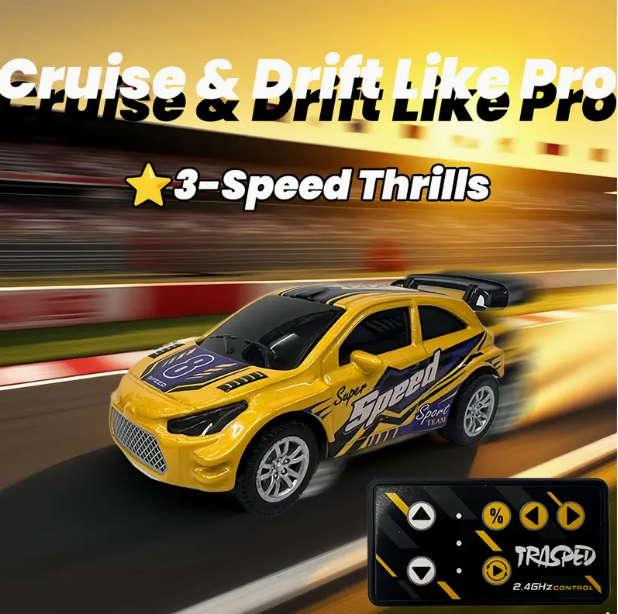 RC 1:64 Scale Alloy RC Car with LED Lights & USB Charging - 2.4GHz Wireless, Realistic Motion