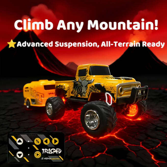 RC Mini Alloy Remote Control Car with Bull Head Design, with trailer 1:64 scale