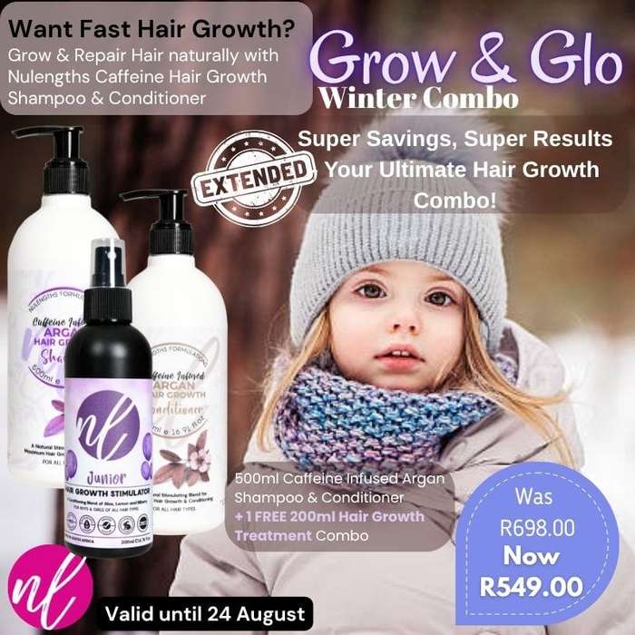 500ml Nulengths Caffeine Infused Shampoo & Conditioner + Junior Hair Growth Treatment