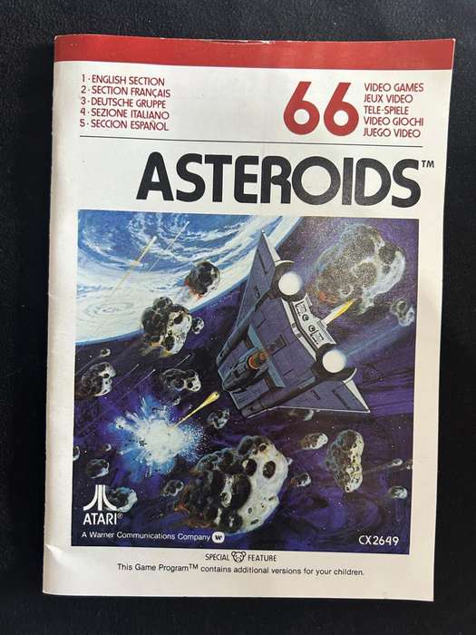 Asteroids Game Play Manual in 5 languages