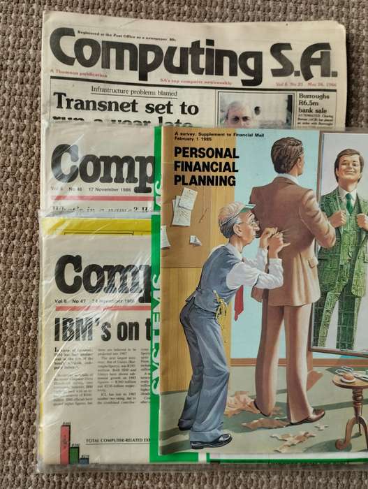 Old Vintage Newspapers Computing SA 1986 and Supplement to the financial mail 1985