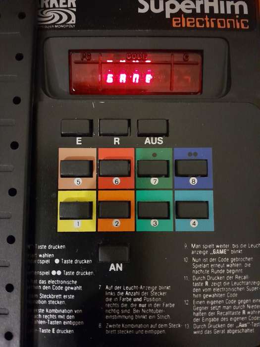 1978 Mastermind Electronic (Parker SuperHim Electronic) - Tested & Working! (German Instructions)