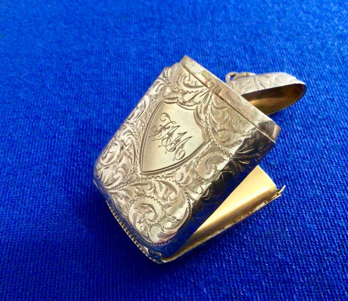 Rare Sterling Silver Antique Vesta Case With Hidden Photo Frame