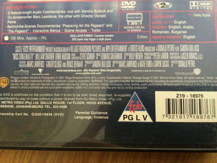 MISS CONGENIALITY movie DVD starring Sandra Bullock Michael Caine
