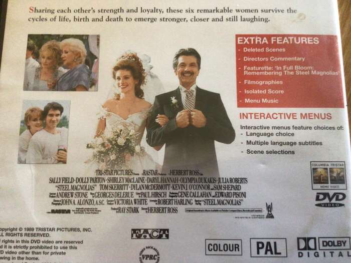 STEEL MAGNOLIAS movie DVD starring Dolly Parton, Julia Roberts, Sally Field
