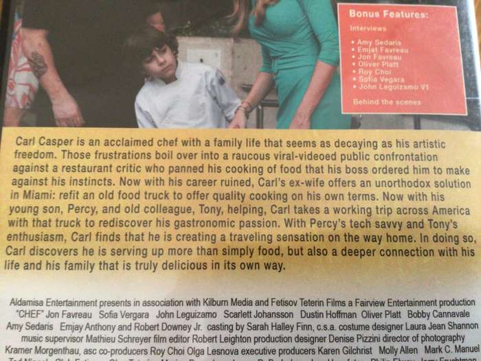 CHEF DVD movie Jon Favreau, Scarlett Johansson