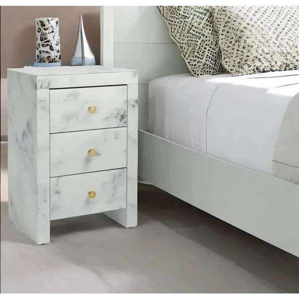 Elsa Marble 3 Drawer Pedestal  Sleek Storage with a Modern Marble Finish