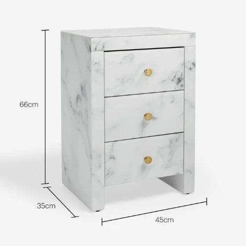 Elsa Marble 3 Drawer Pedestal  Sleek Storage with a Modern Marble Finish