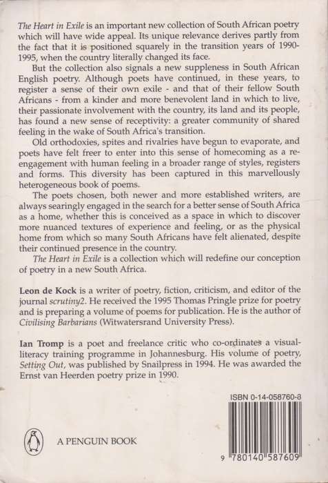 The heart in exile: South African Poetry in English, 1990 -1995