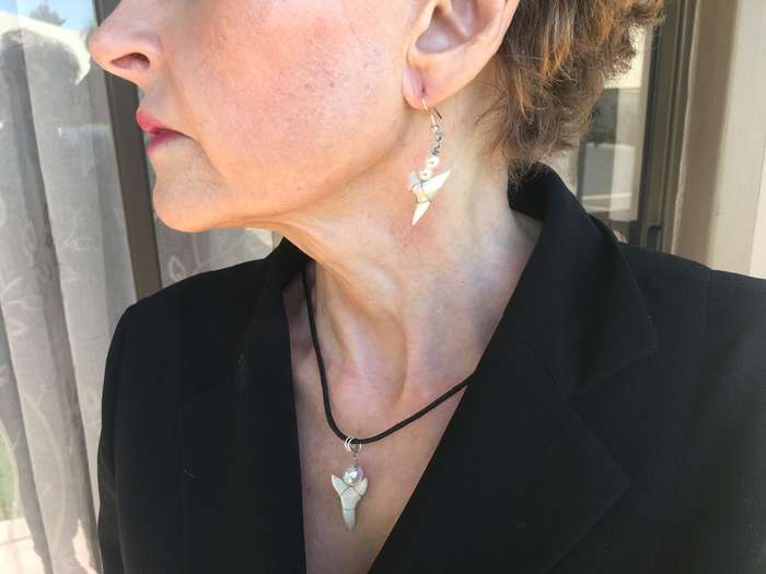 Shark Tooth Earrings + Necklace