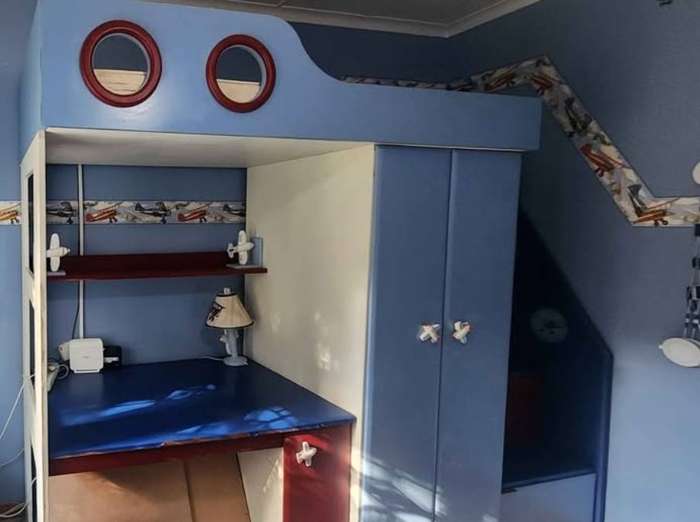 Kids Aviation-Themed Loft Bed Set  All-in-One Bedroom Setup