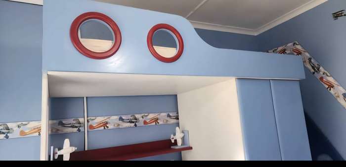 Kids Aviation-Themed Loft Bed Set  All-in-One Bedroom Setup