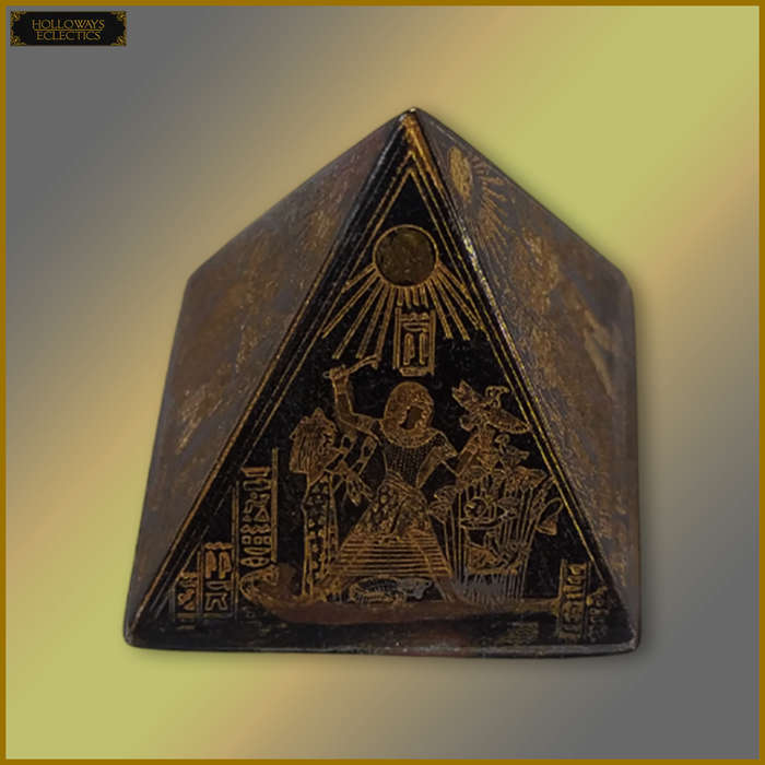 Vintage Etched Revival Brass Pyramid Ornament Set