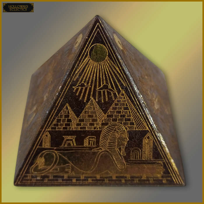 Vintage Etched Revival Brass Pyramid Ornament Set