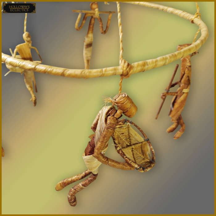 Vintage Kenyan Raffia Straw Hanging Mobile Art