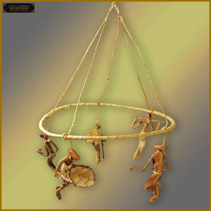 Vintage Kenyan Raffia Straw Hanging Mobile Art