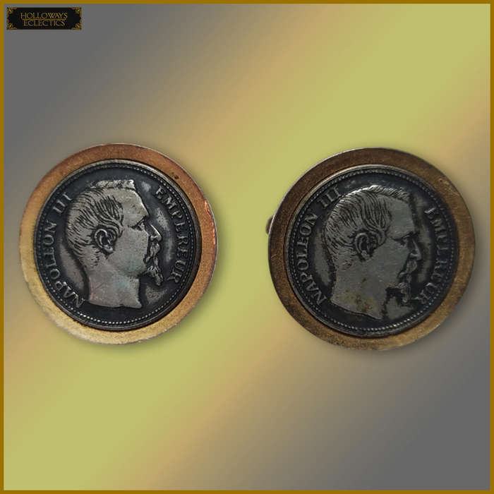 Gold Plated Napoleon III Coin Cufflinks
