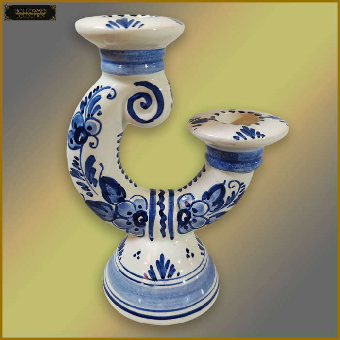 Vintage Delft Blue Candlestick Holder
