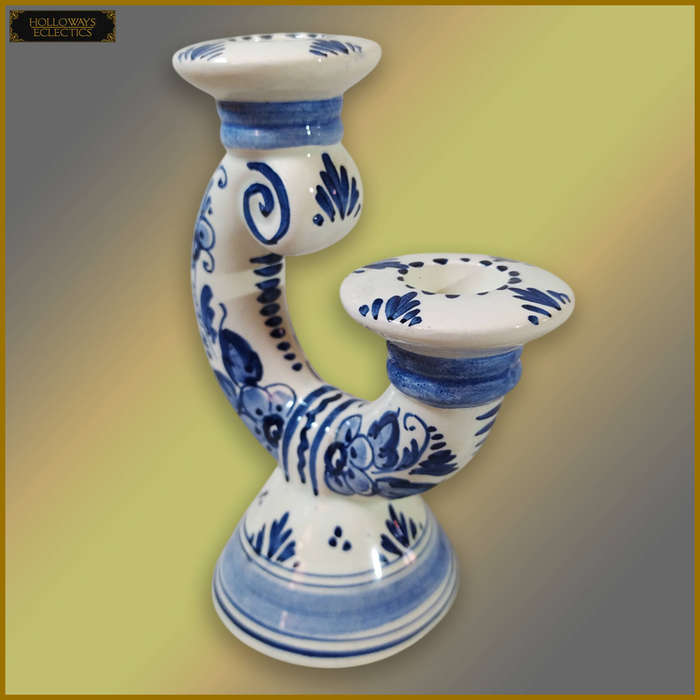 Vintage Delft Blue Candlestick Holder