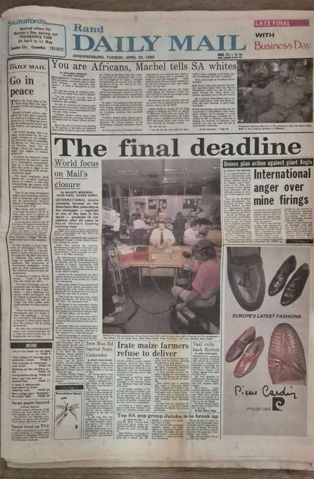 Rand Daily Mail final edition, complete.