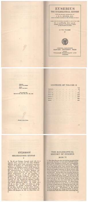 Eusebius the ecclesiastical history volume 1 &, 2 SECONDHAND - Kirsopp Lake