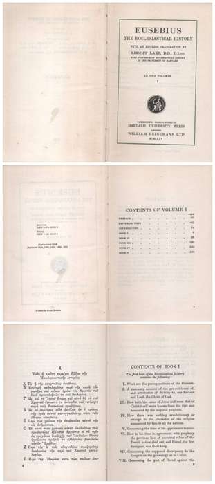 Eusebius the ecclesiastical history volume 1 &, 2 SECONDHAND - Kirsopp Lake