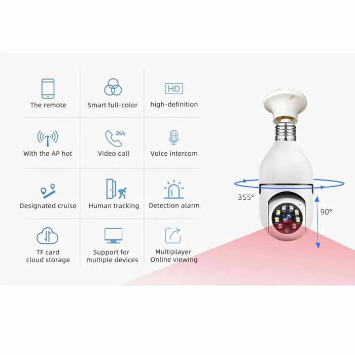 Generic Wireless WiFi Light Bulb Camera Security Camera- 32G Card