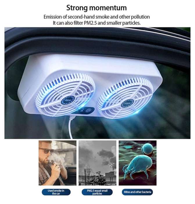 Car Circulating Fan, USB Charging Heat Resistant 3 Level Adjustable Car Exhaust Fan for Home for Aut