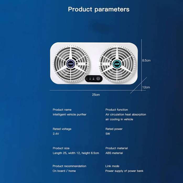 Car Circulating Fan, USB Charging Heat Resistant 3 Level Adjustable Car Exhaust Fan for Home for Aut
