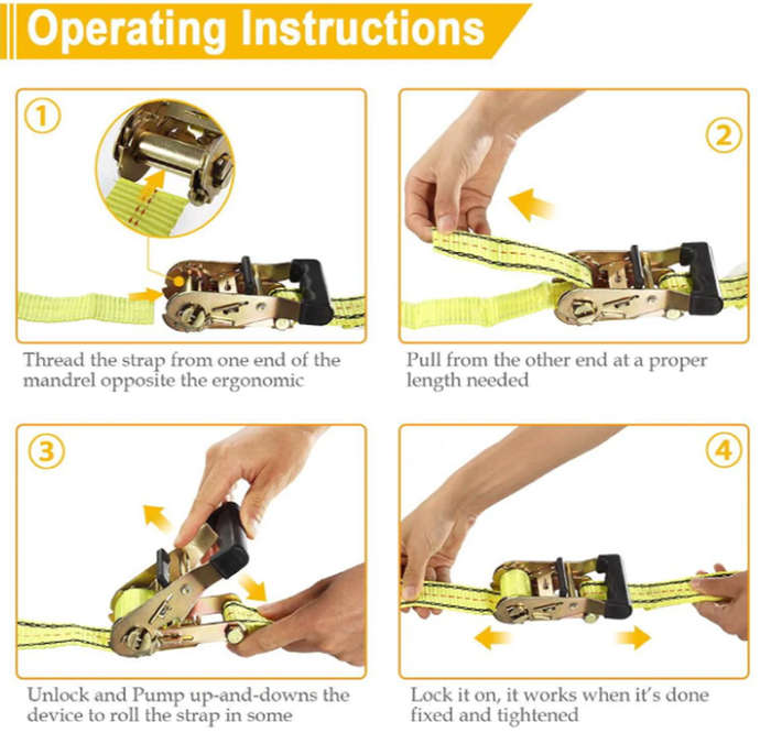 2-Piece 1 Inch x 5 Meter Versatile Use Ratchet Tie Down