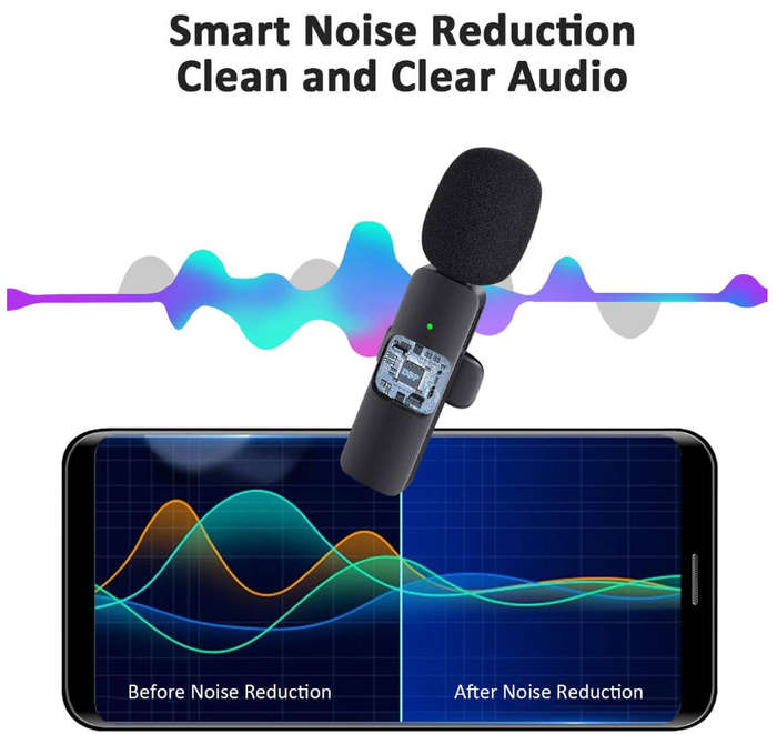 BezosMax 3-in-1 Wireless Lavalier MicrophoneNoise-Canceling for Clear Audio - 2 Pack