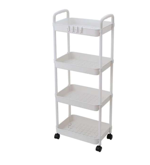 4-Tier Rolling Storage Cart with Lockable Wheels for Home and Office