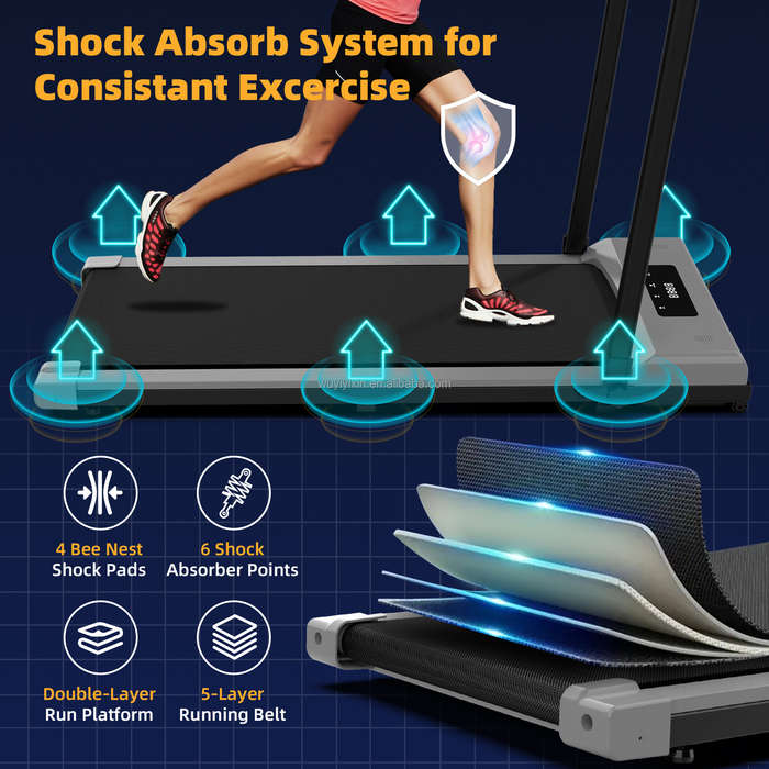Foldable Treadmill, 300 lb Capacity Walking Pad 2.5HP Treadmill Under Desk, Portable Treadmill