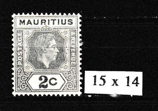 MAURITIUS 1942 2c PERF 15 X 14 MH