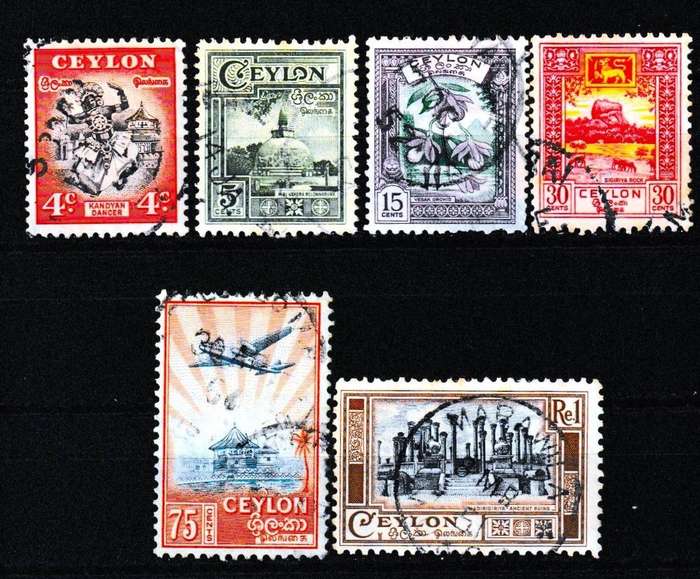 CEYLON 10 X SCANS EARLY STAMPS