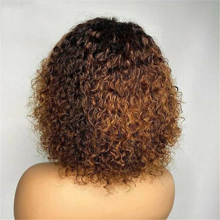 Jerry Curly Non Lace Human Hair Wig With Bangs