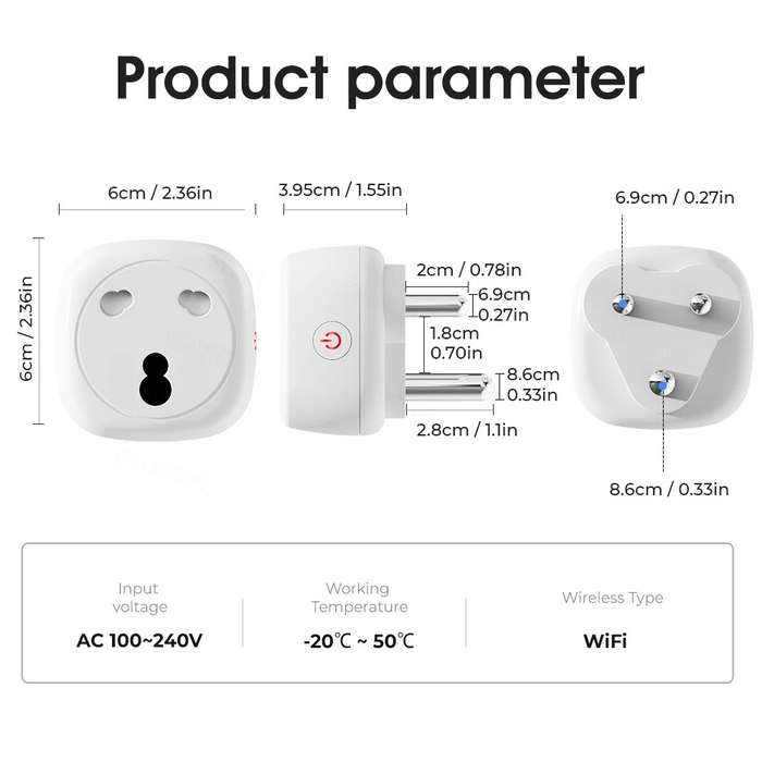 WiFi Smart Plug 16A TUYA South African Power AC Plug Socket