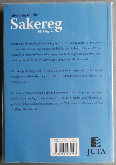 Inleiding tot die sakereg - A.J. van der Walt