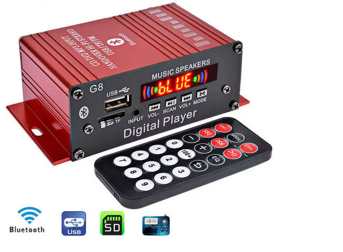Mini Amp - HIFI Stereo, Bluetooth 5.0, FM, USB, SD card, Aux, 200w 2.0 channels, Remote Control - G8