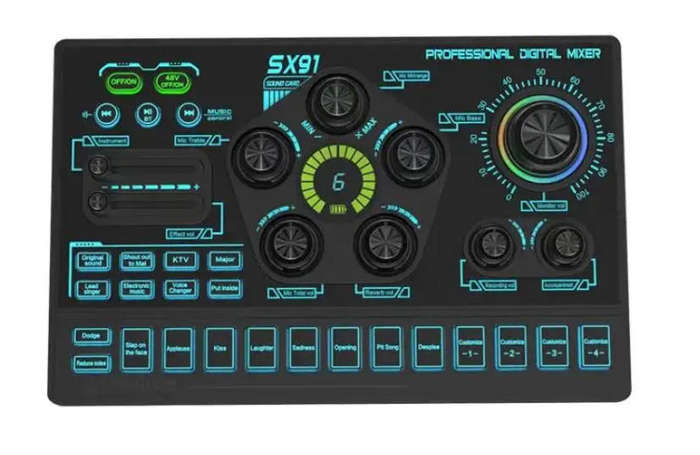 Sound Card, Multi-function Professional Mixer Mobile Phone Computer Live Streaming (Black) - sx91
