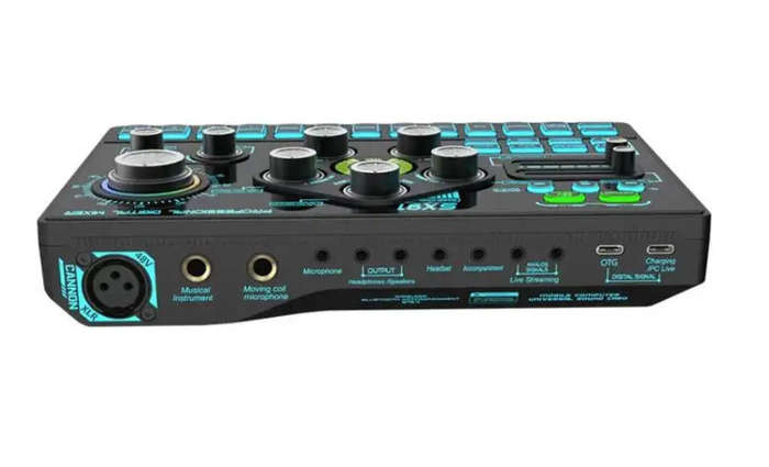 Sound Card, Multi-function Professional Mixer Mobile Phone Computer Live Streaming (Black) - sx91