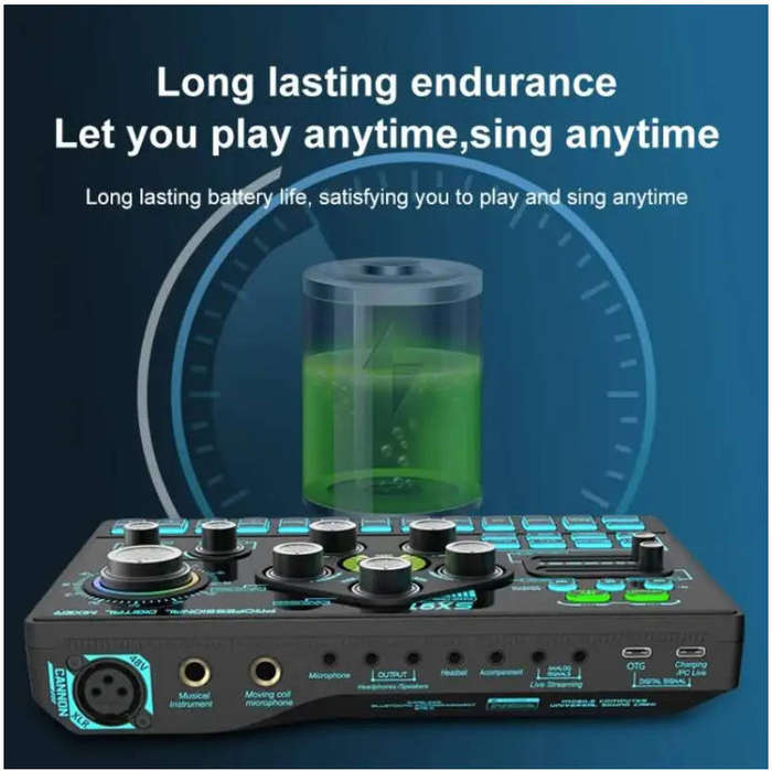 Sound Card, Multi-function Professional Mixer Mobile Phone Computer Live Streaming (Black) - sx91