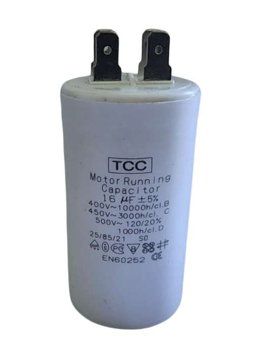 Motor Run Capacitor 16uF/450V with Pins (38x70mm)
