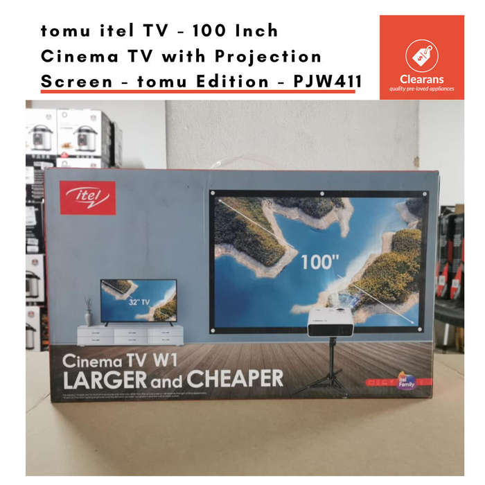 tel TV - 100" Cinema TV with Projection Screen and Stand Tomu Edition