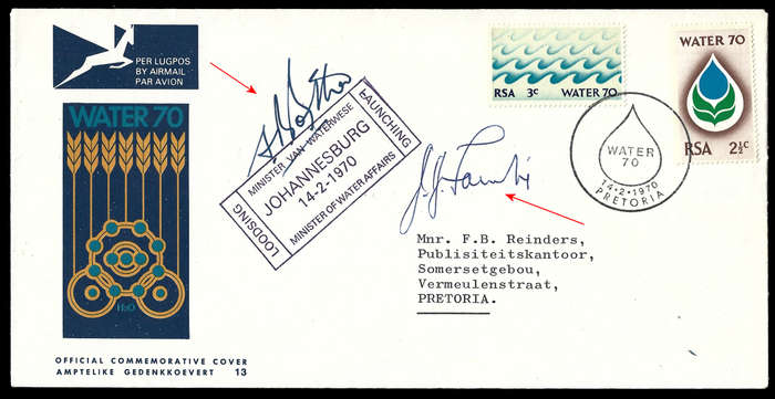 1970 Water FDC 13, Rare Combination Signatures and destination