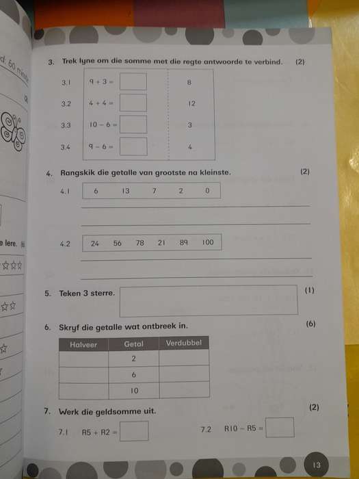 Slimkoppe Toetse Wiskunde en Afrikaans Huistaal Oefentoetse Graad 1