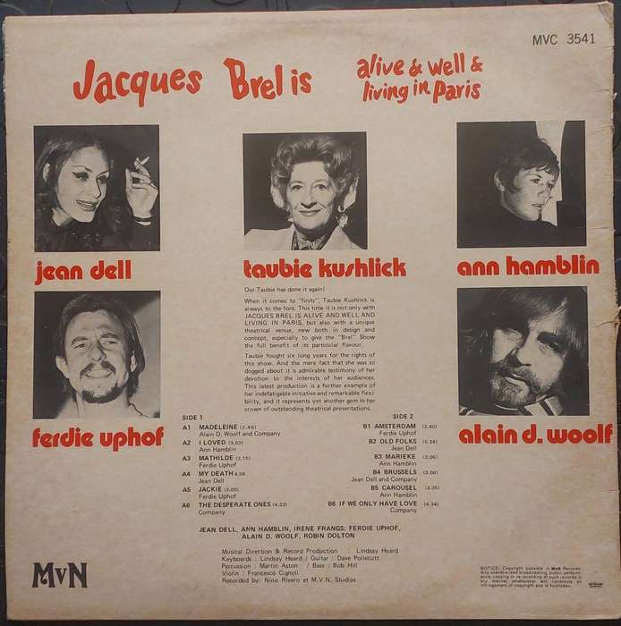 Jacques Brel - Alive & Well & living in Paris